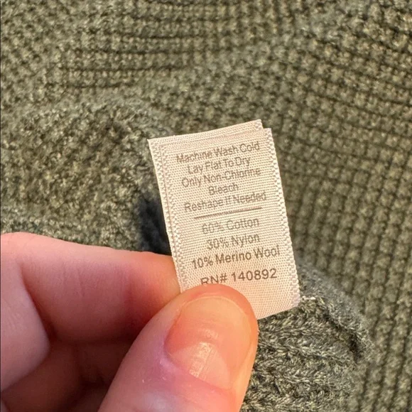 Marine Layer Waffle Knit Wool Cotton Blend Pullover Hoodie Green XL - Picture 15 of 15